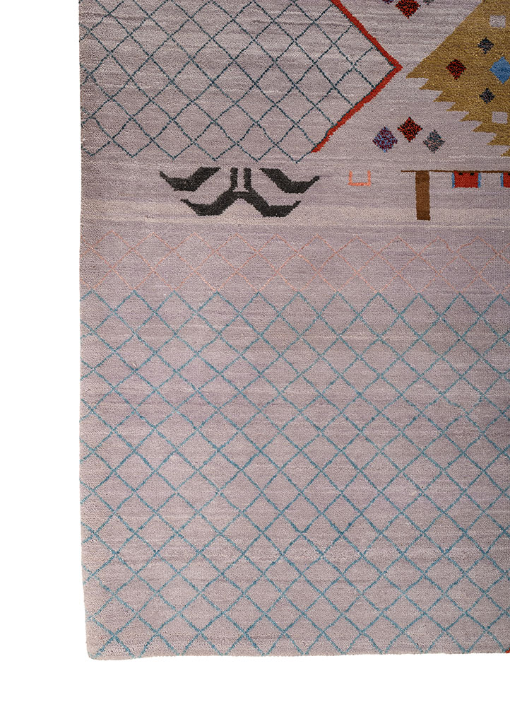 freedom manchaha pink and purple wool and bamboo silk hand knotted Rug - Corner