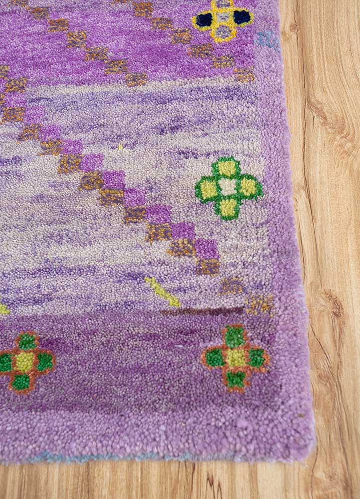 freedom manchaha pink and purple wool and bamboo silk hand knotted Rug - Corner