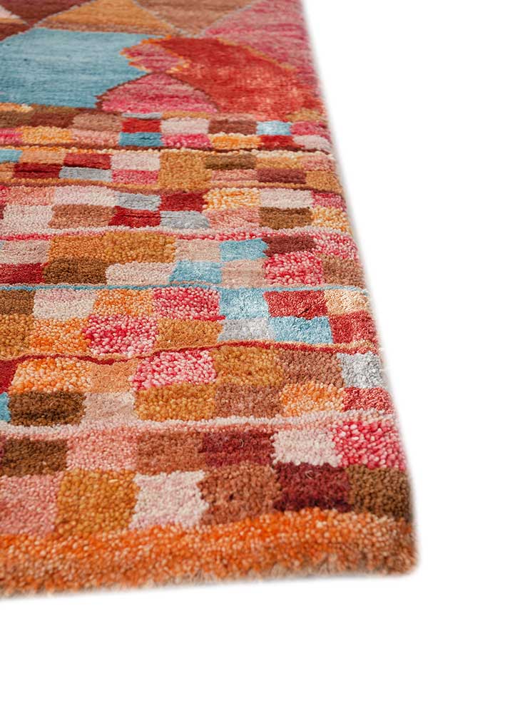 manchaha pink and purple wool and bamboo silk hand knotted Rug - Corner
