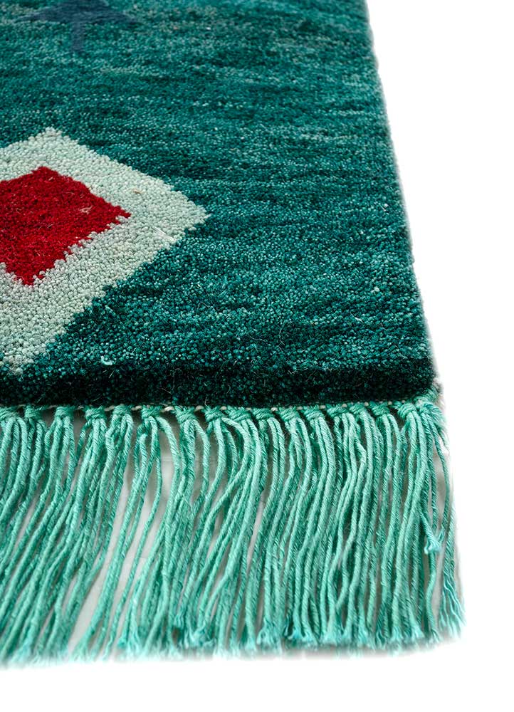 freedom manchaha blue wool and bamboo silk hand knotted Rug - Corner