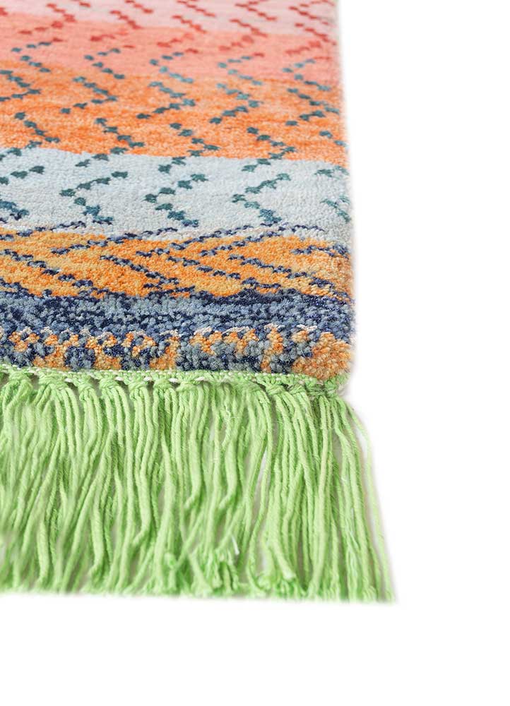 manchaha blue wool and bamboo silk hand knotted Rug - Corner