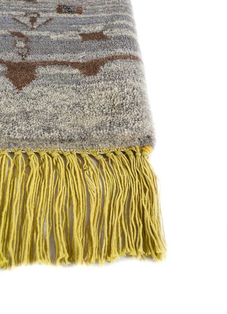 manchaha grey and black wool and bamboo silk hand knotted Rug - Corner