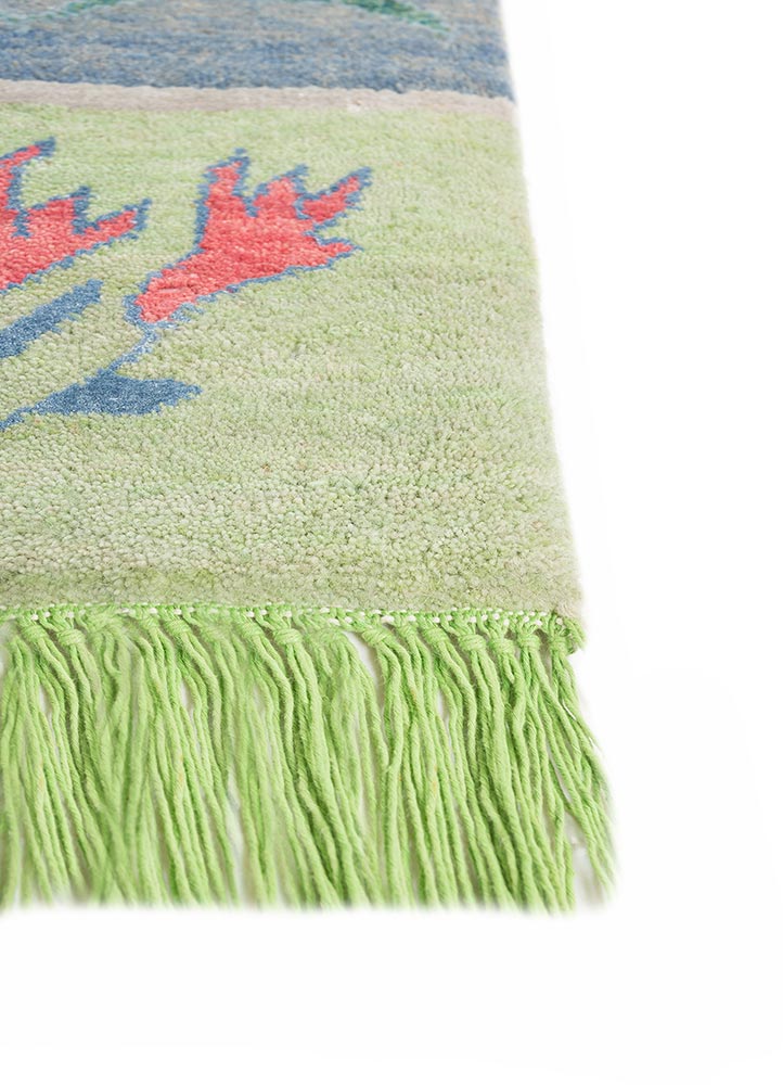 manchaha blue wool and bamboo silk hand knotted Rug - Corner