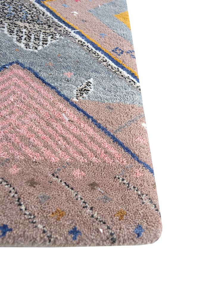 manchaha pink and purple wool and bamboo silk hand knotted Rug - Corner