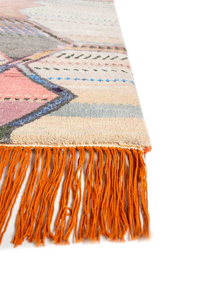 manchaha beige and brown wool and bamboo silk hand knotted Rug - Corner