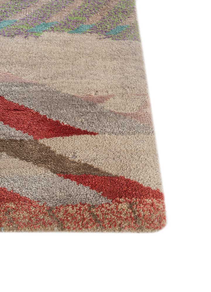 manchaha beige and brown wool and bamboo silk hand knotted Rug - Corner
