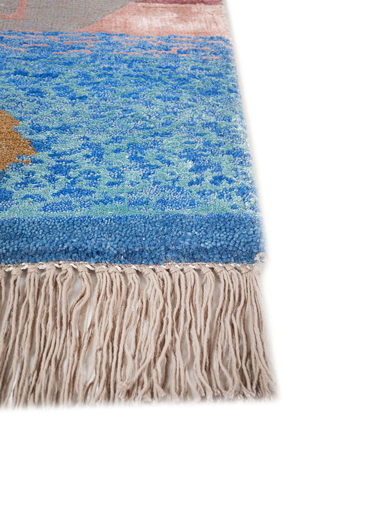 manchaha gold wool and bamboo silk hand knotted Rug - Corner