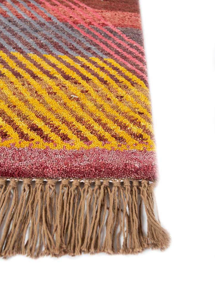 manchaha pink and purple wool and bamboo silk hand knotted Rug - Corner