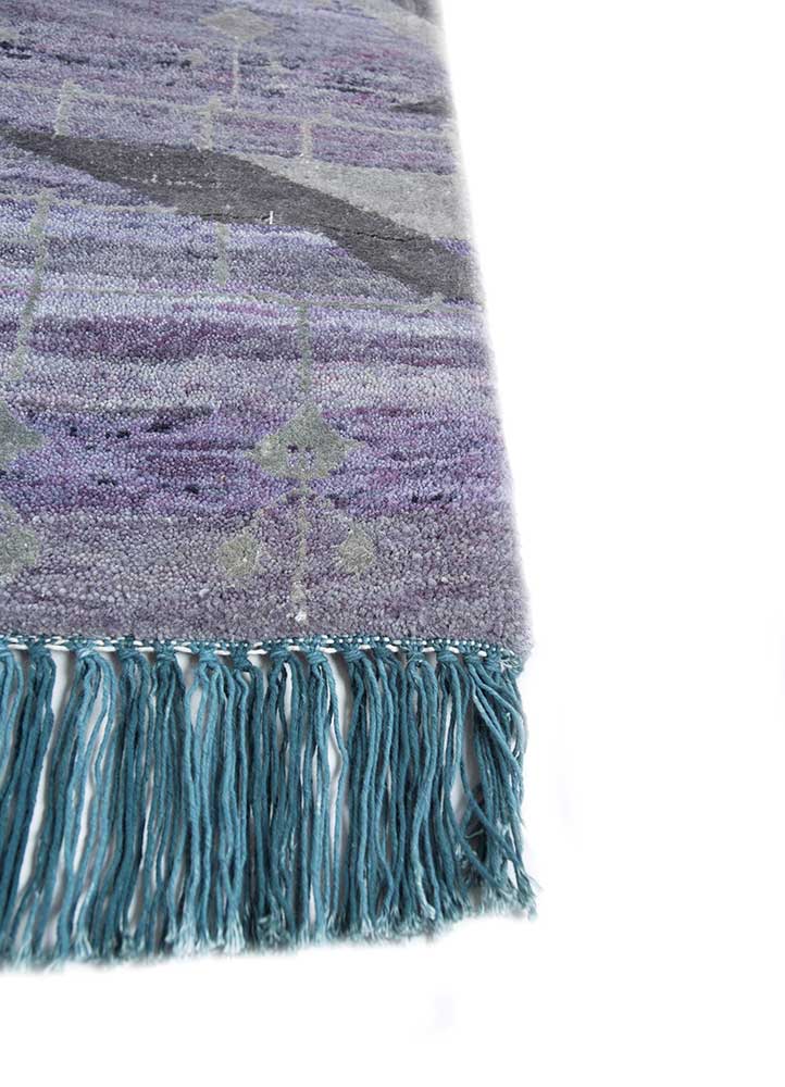 manchaha pink and purple wool and bamboo silk hand knotted Rug - Corner