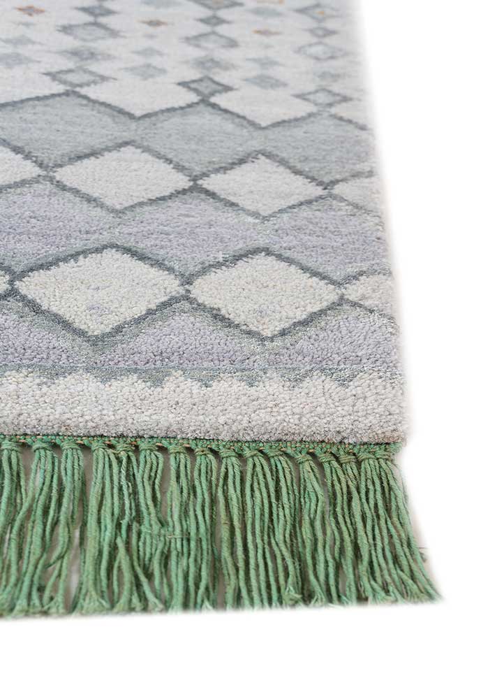 manchaha blue wool and bamboo silk hand knotted Rug - Corner