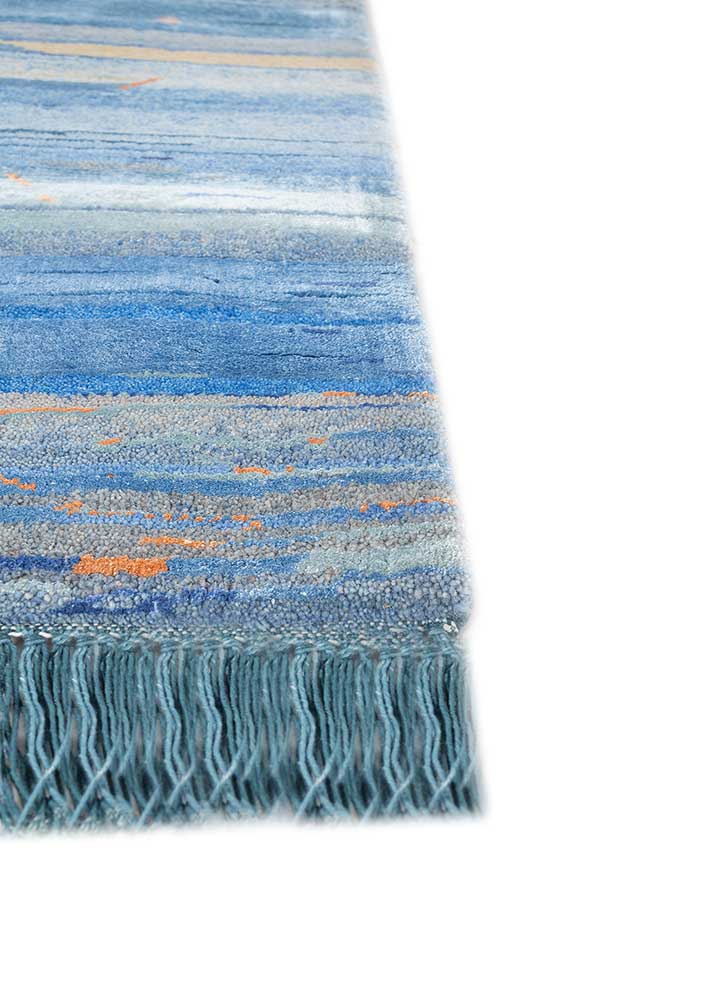 manchaha blue wool and bamboo silk hand knotted Rug - Corner