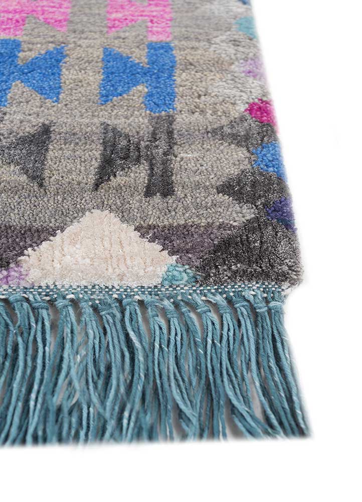 manchaha grey and black wool and bamboo silk hand knotted Rug - Corner