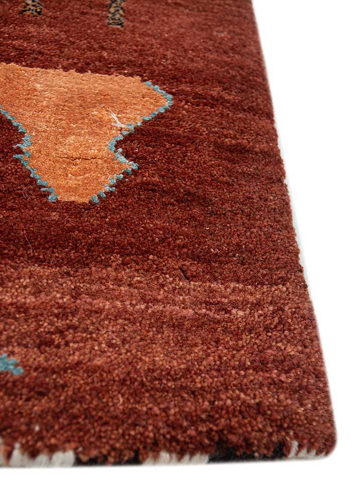 freedom manchaha red and orange wool and bamboo silk hand knotted Rug - Corner