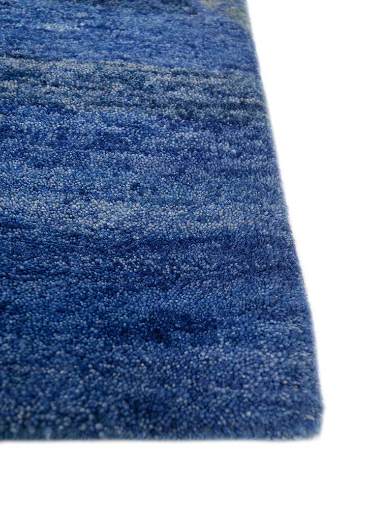 manchaha blue wool and bamboo silk hand knotted Rug - Corner