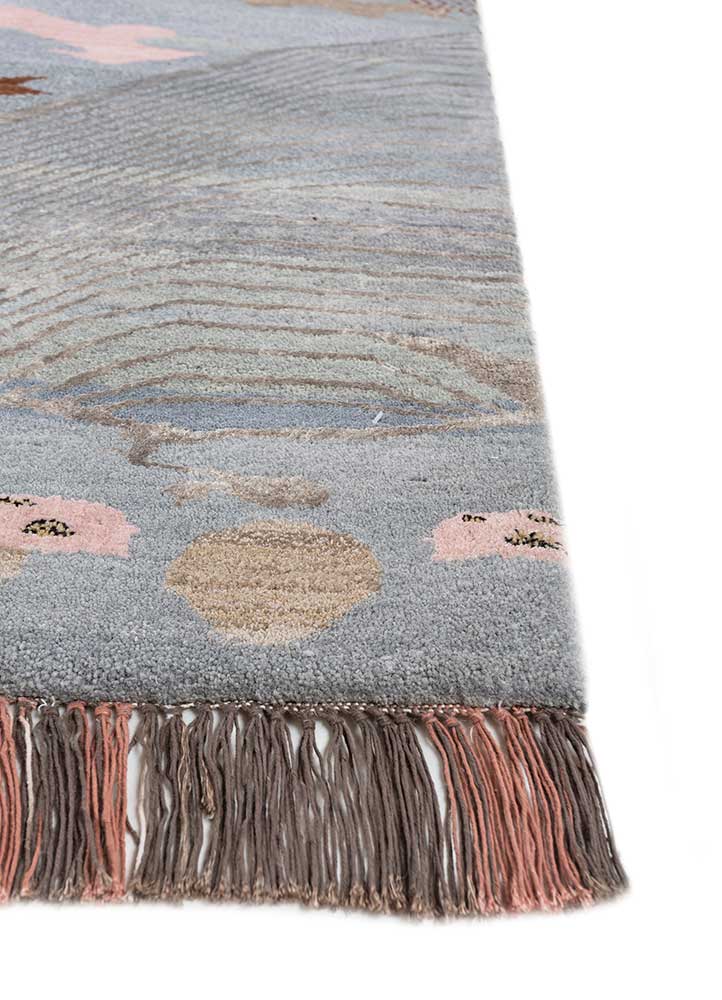 freedom manchaha ivory wool and bamboo silk hand knotted Rug - Corner