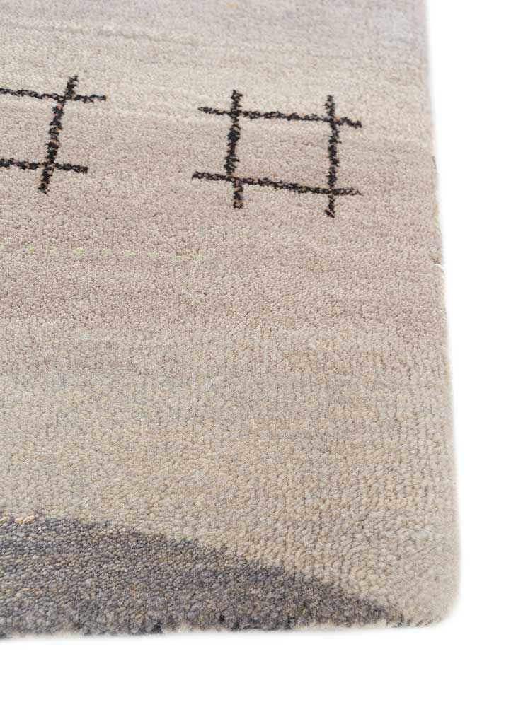 freedom manchaha grey and black wool and bamboo silk hand knotted Rug - Corner