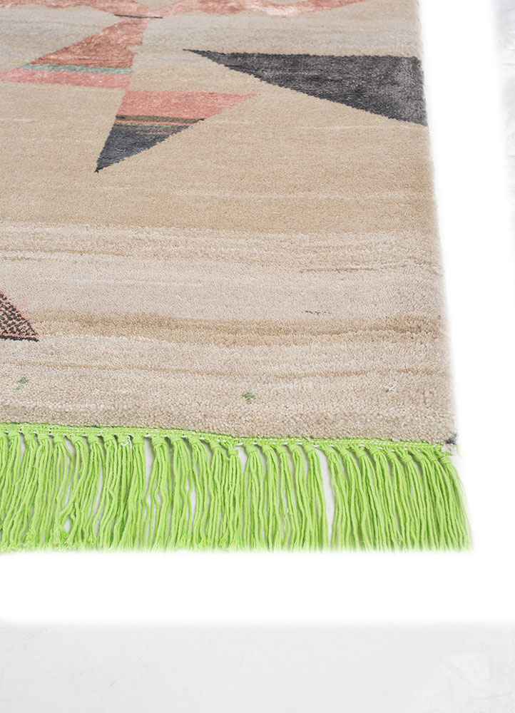 freedom manchaha ivory wool and bamboo silk hand knotted Rug - Corner
