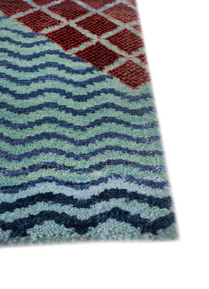 manchaha blue wool and bamboo silk hand knotted Rug - Corner