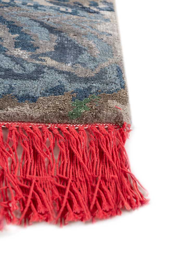 manchaha blue wool and bamboo silk hand knotted Rug - Corner
