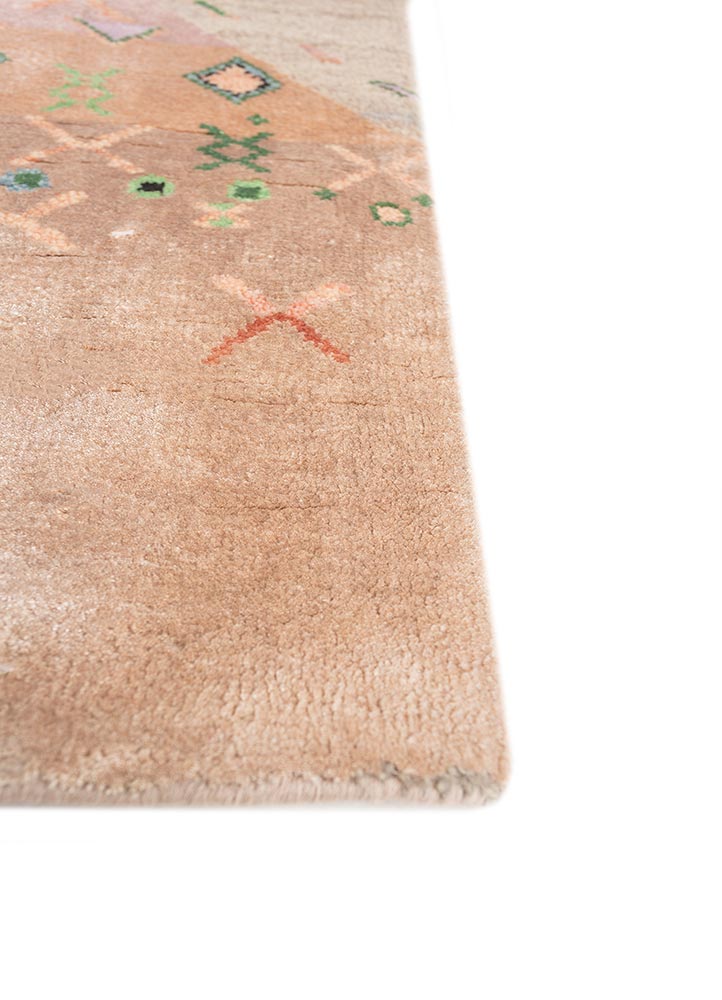 manchaha pink and purple wool and bamboo silk hand knotted Rug - Corner