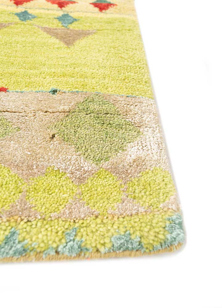 manchaha gold wool and bamboo silk hand knotted Rug - Corner