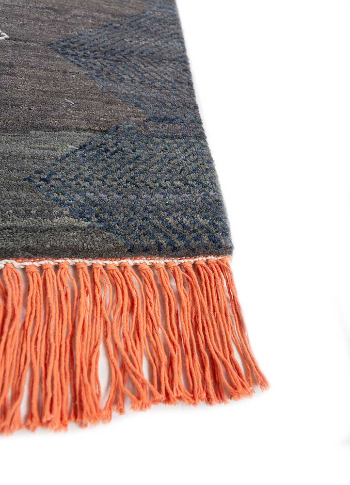 manchaha grey and black wool and bamboo silk hand knotted Rug - Corner