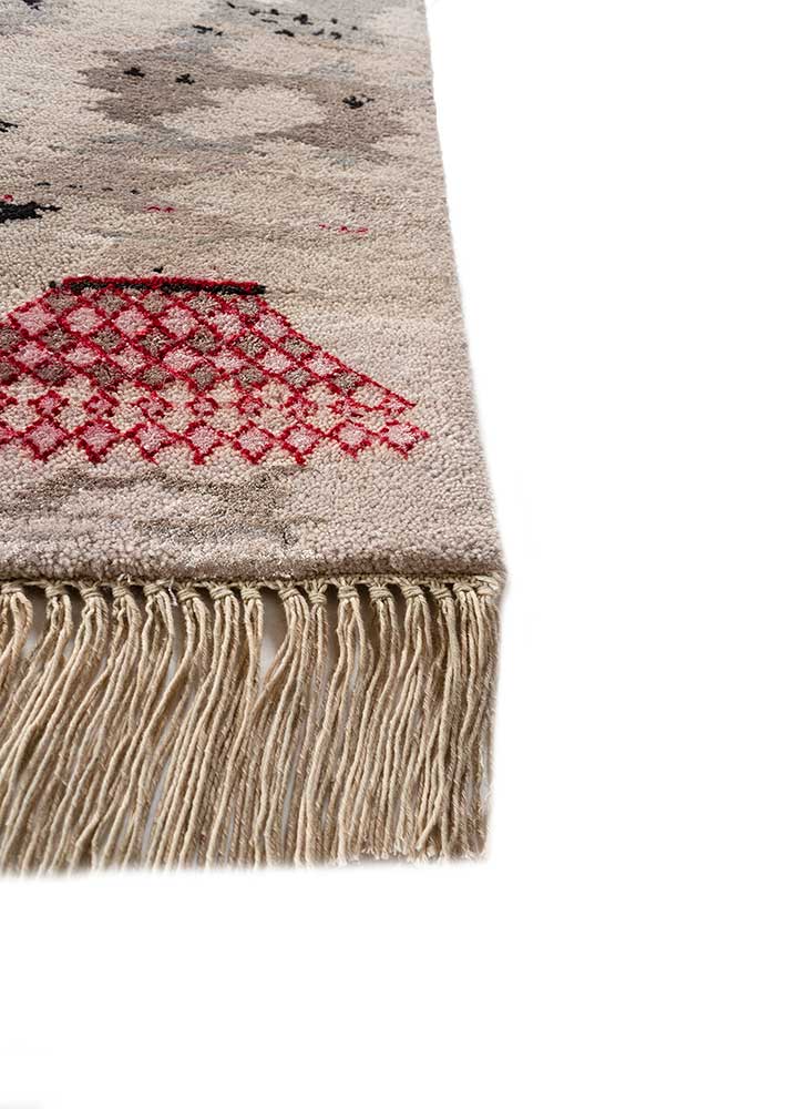manchaha ivory wool and bamboo silk hand knotted Rug - Corner