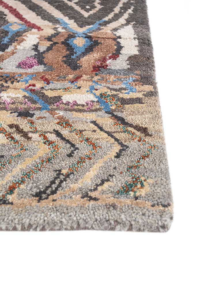 manchaha grey and black wool and bamboo silk hand knotted Rug - Corner