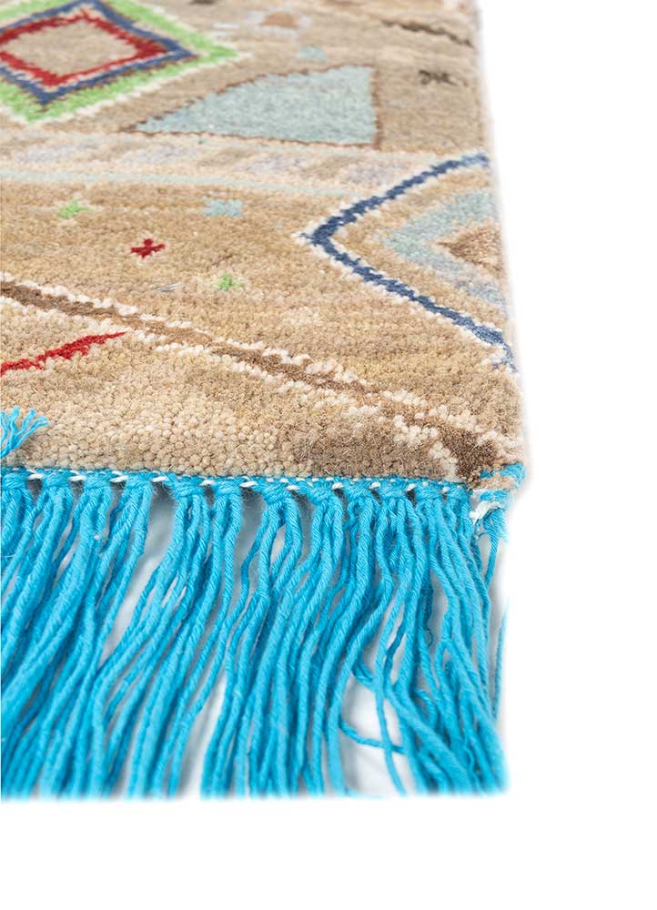 manchaha beige and brown wool and bamboo silk hand knotted Rug - Corner