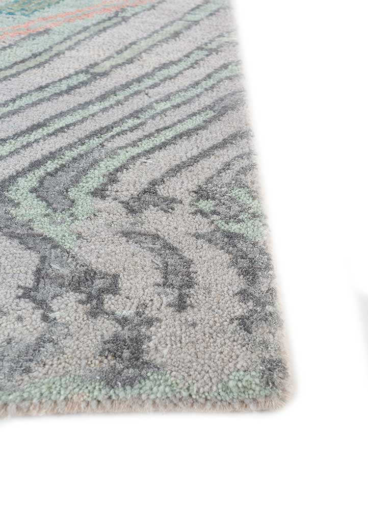 manchaha ivory wool and bamboo silk hand knotted Rug - Corner
