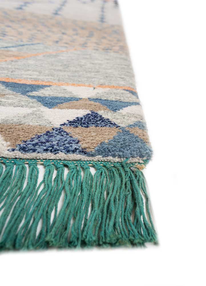 manchaha ivory wool and bamboo silk hand knotted Rug - Corner