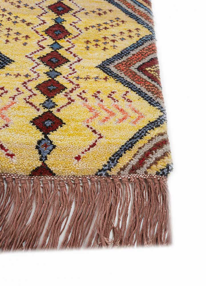 manchaha gold wool and bamboo silk hand knotted Rug - Corner
