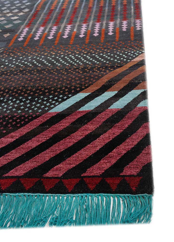 manchaha blue wool and bamboo silk hand knotted Rug - Corner