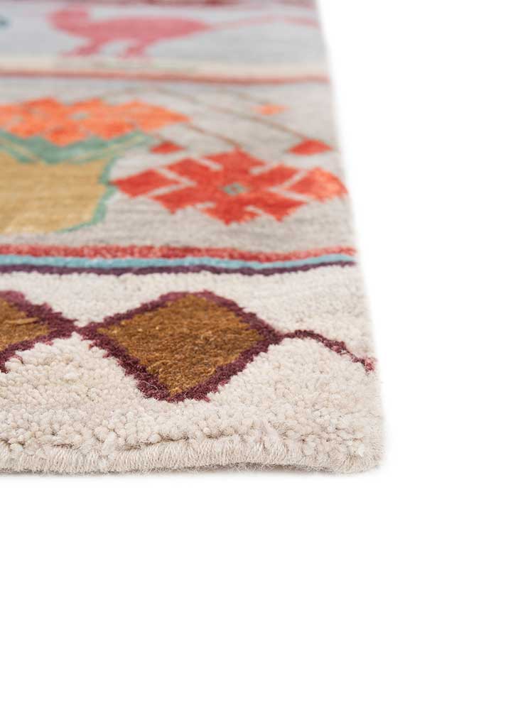 manchaha ivory wool and bamboo silk hand knotted Rug - Corner