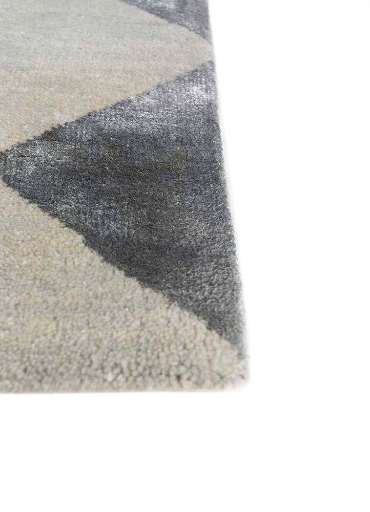 manchaha grey and black wool and bamboo silk hand knotted Rug - Corner