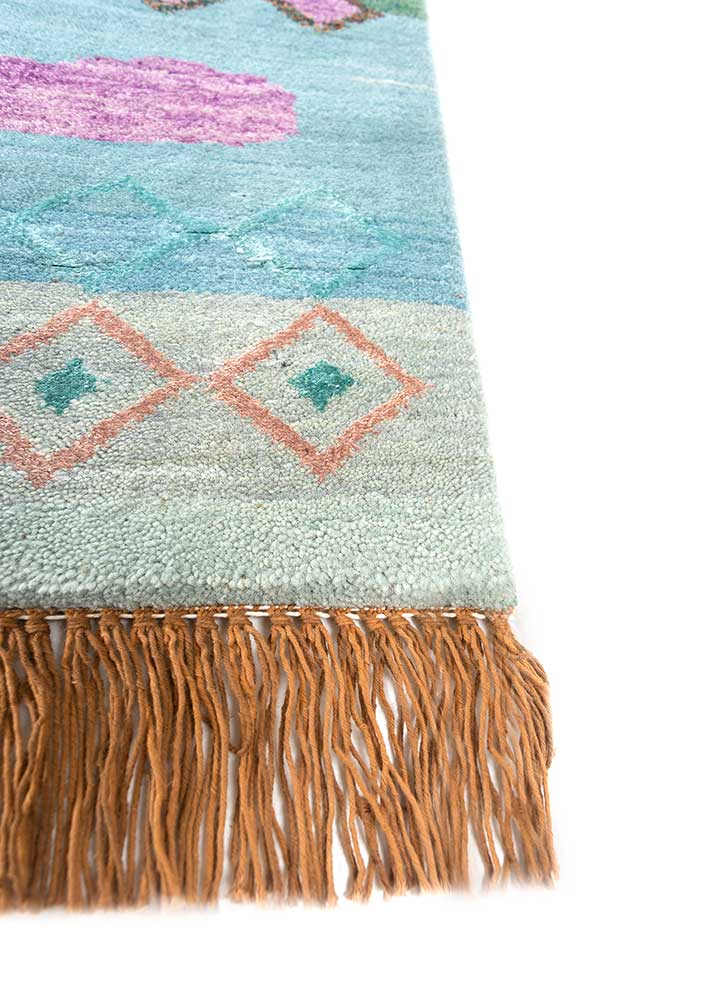 manchaha blue wool and bamboo silk hand knotted Rug - Corner