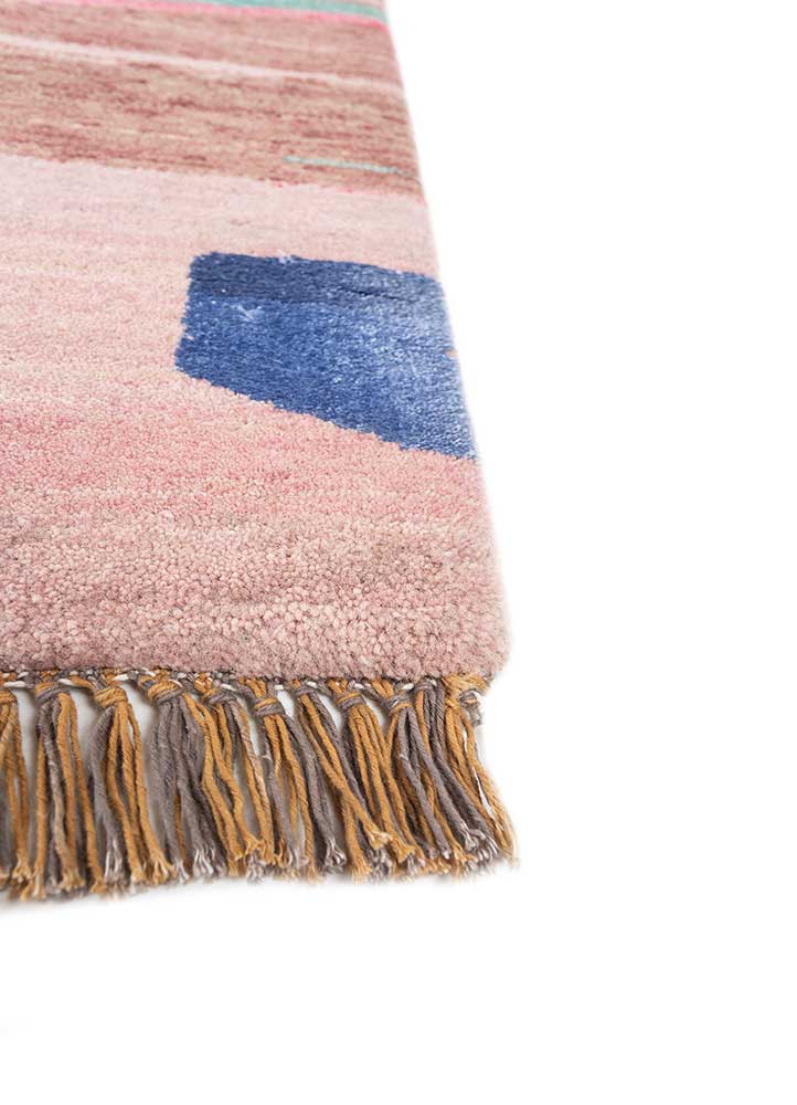 manchaha pink and purple wool and bamboo silk hand knotted Rug - Corner
