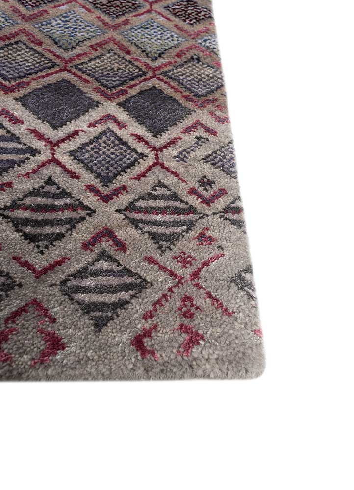 manchaha grey and black wool and bamboo silk hand knotted Rug - Corner