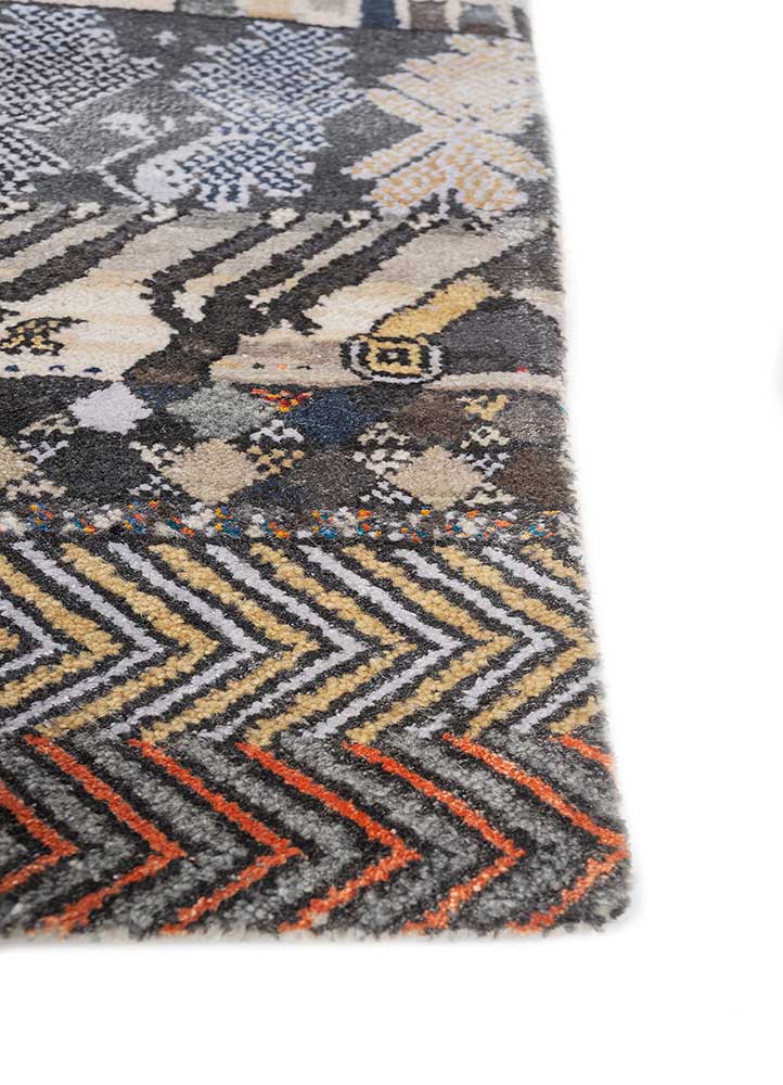 manchaha ivory wool and bamboo silk hand knotted Rug - Corner