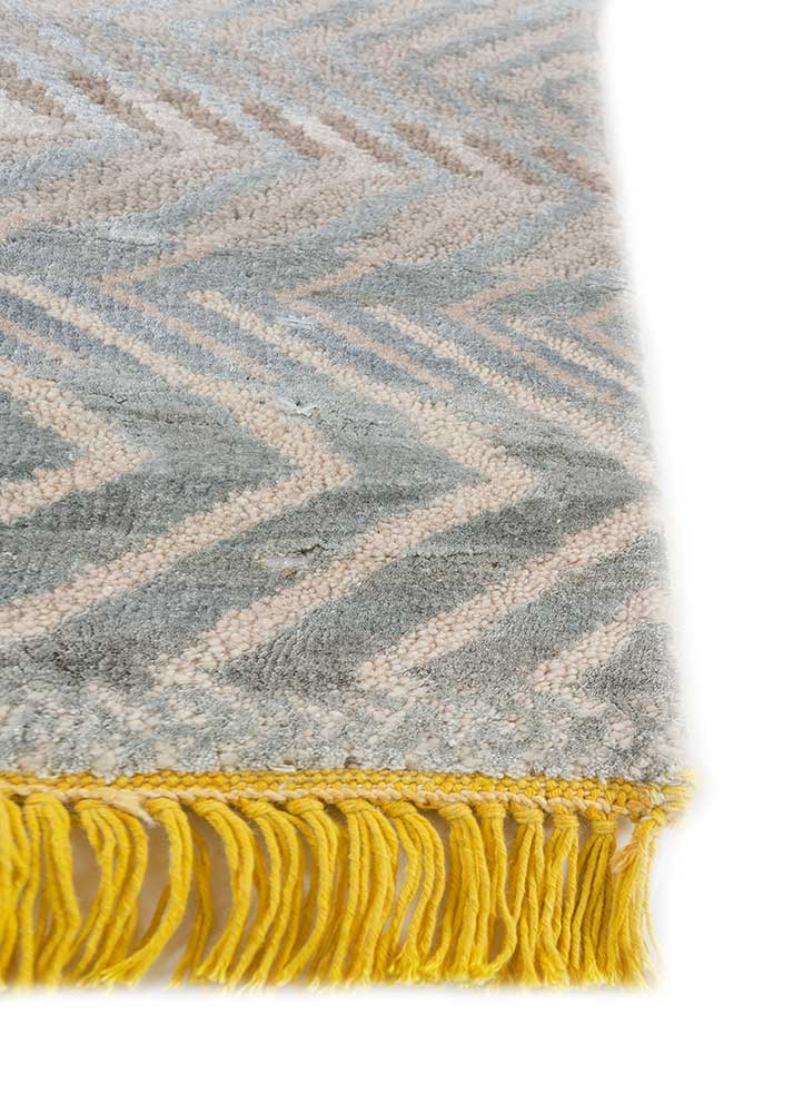 manchaha blue wool and bamboo silk hand knotted Rug - Corner