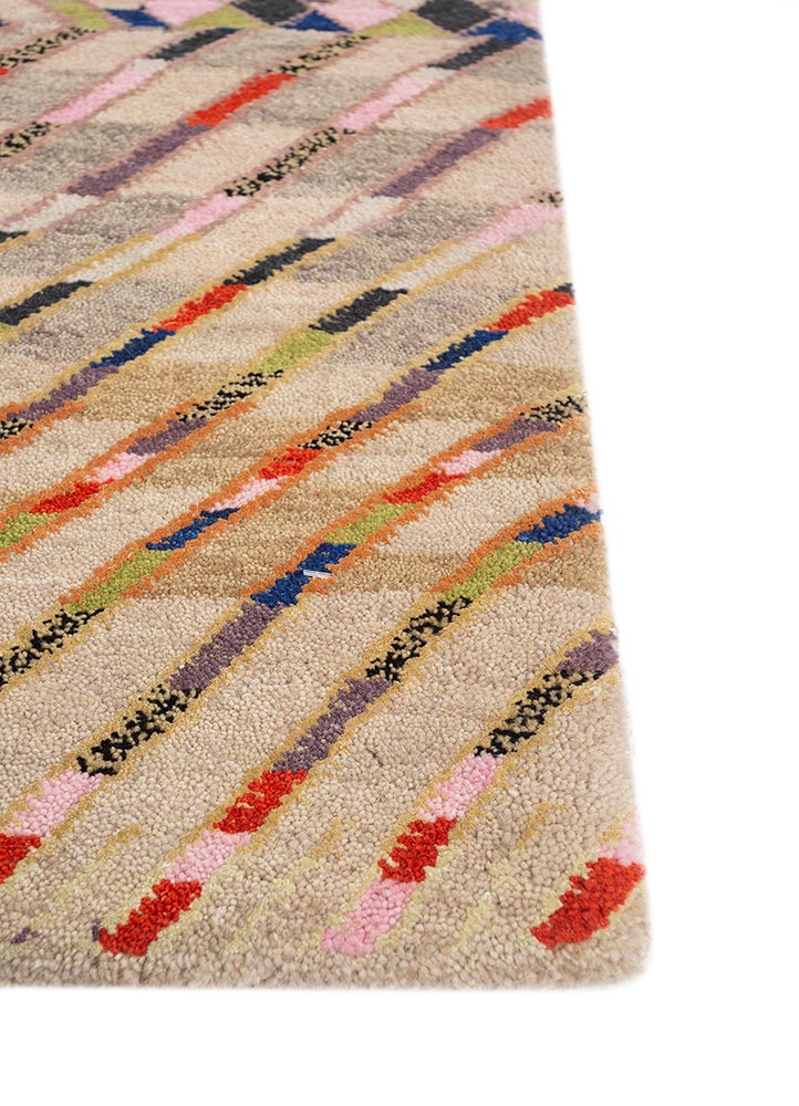 manchaha ivory wool and bamboo silk hand knotted Rug - Corner