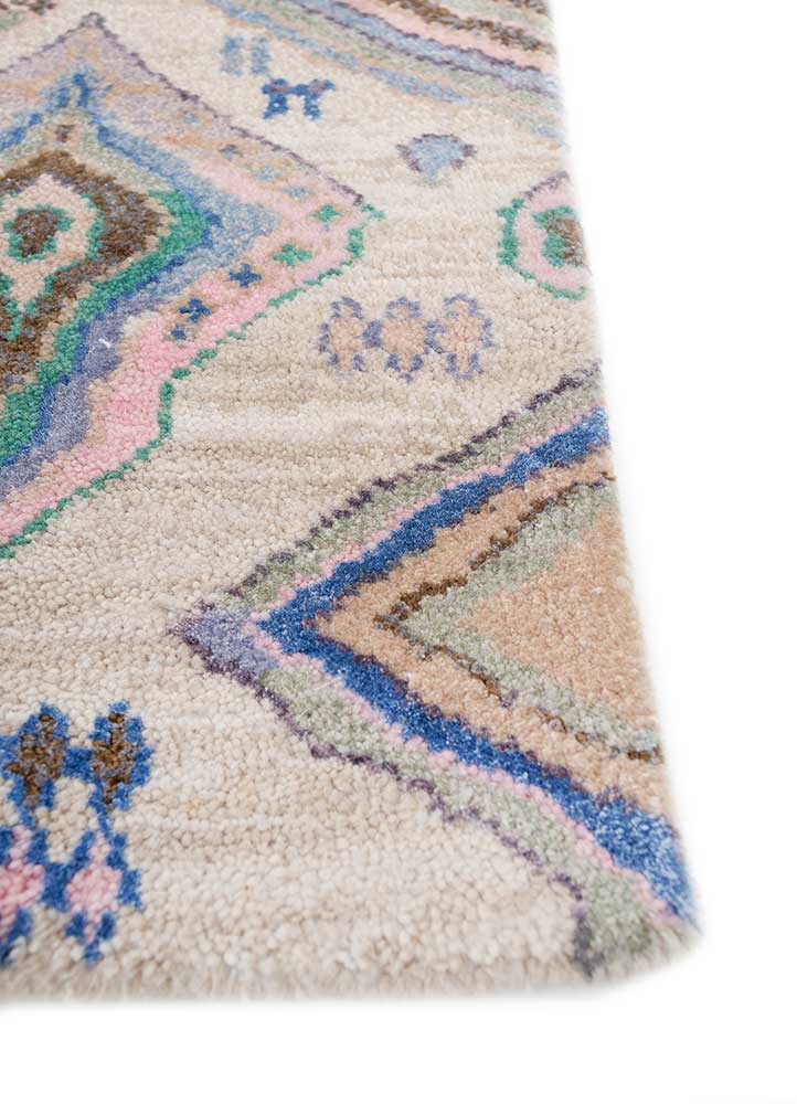 manchaha pink and purple wool and bamboo silk hand knotted Rug - Corner