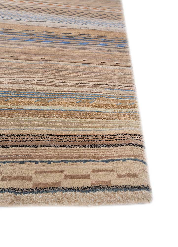 manchaha beige and brown wool and bamboo silk hand knotted Rug - Corner