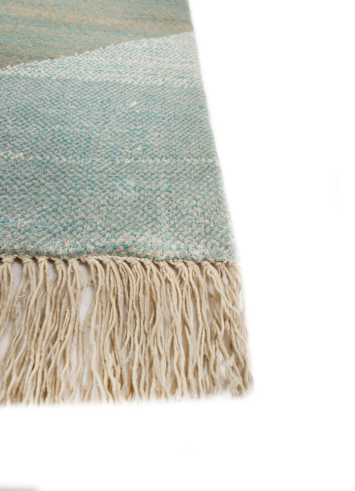 manchaha green wool and bamboo silk hand knotted Rug - Corner
