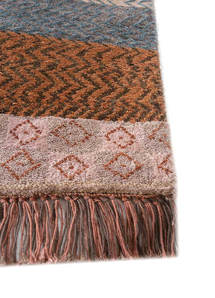 manchaha pink and purple wool and bamboo silk hand knotted Rug - Corner
