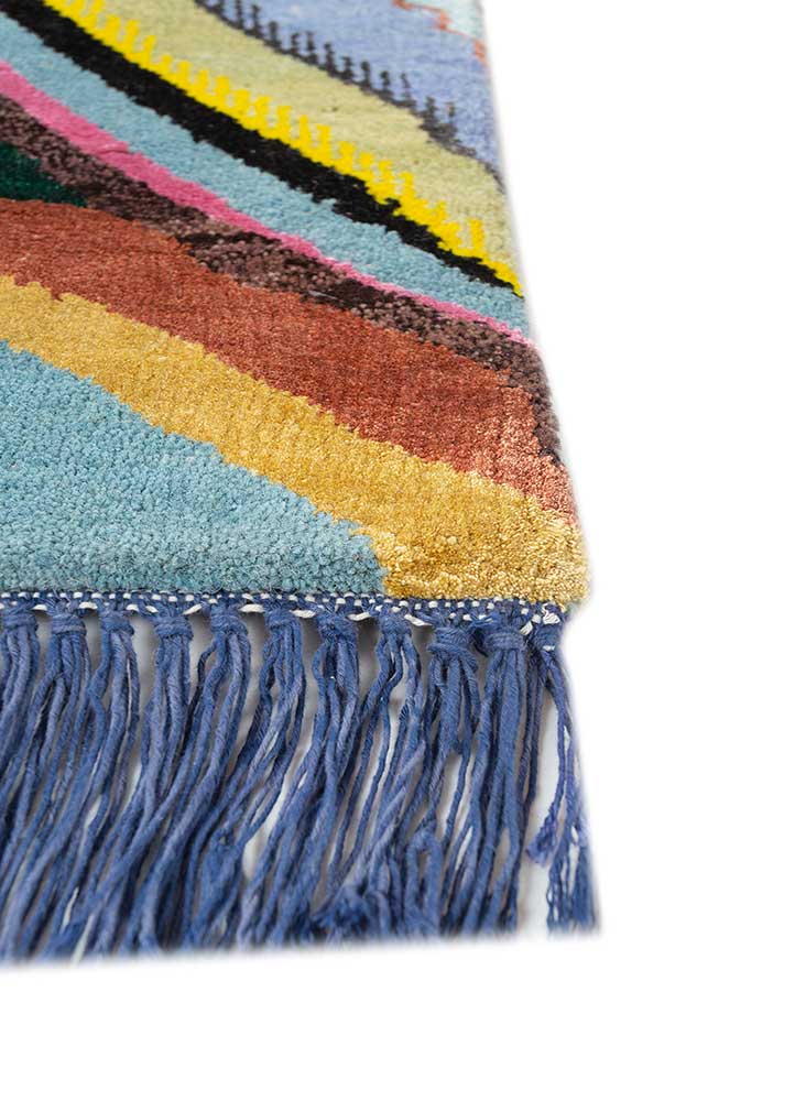 manchaha blue wool and bamboo silk hand knotted Rug - Corner