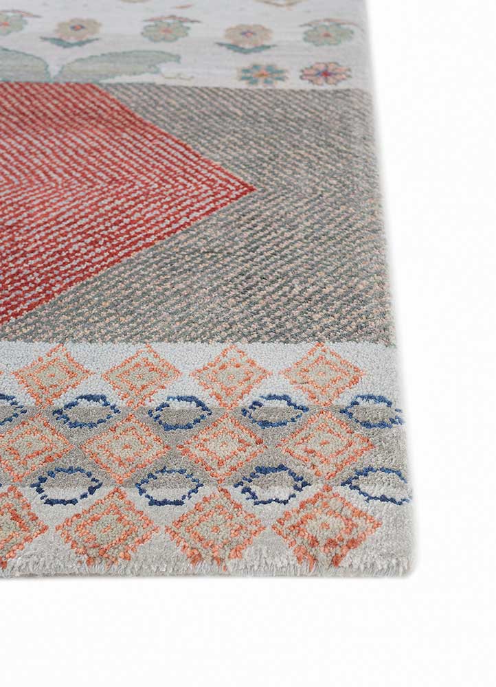 manchaha blue wool and bamboo silk hand knotted Rug - Corner
