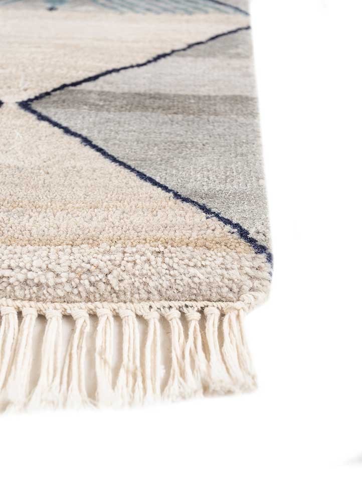 manchaha ivory wool and bamboo silk hand knotted Rug - Corner