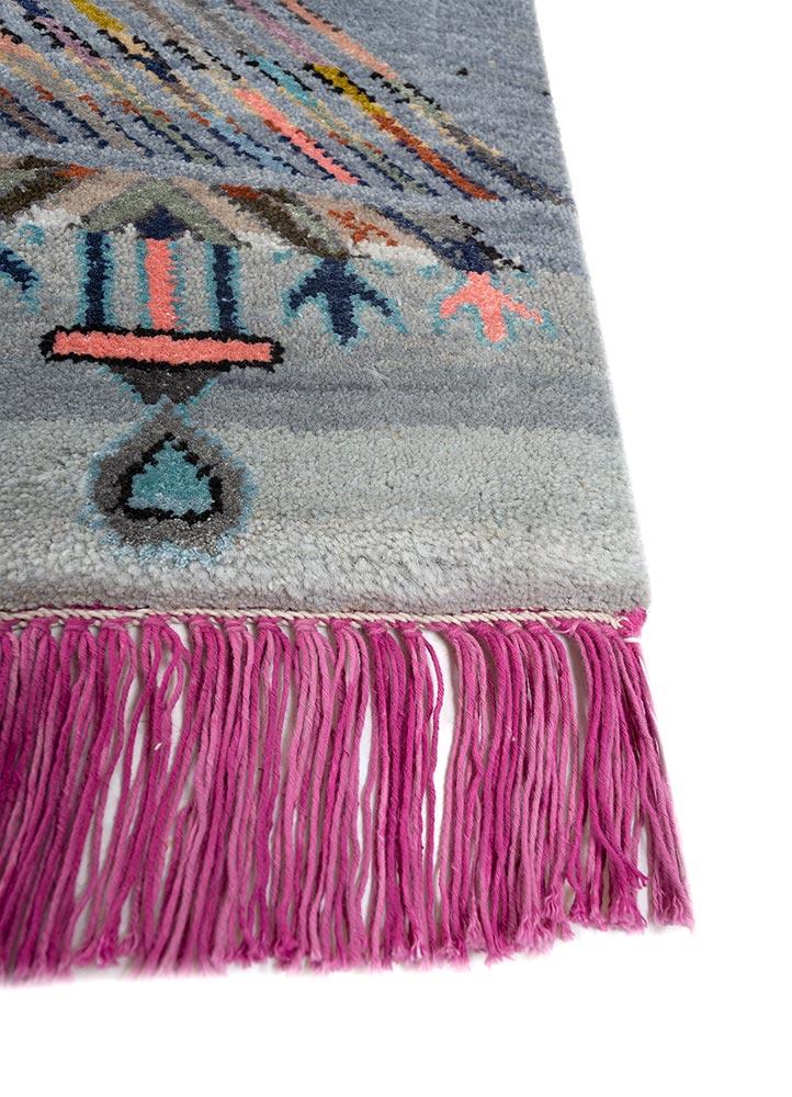 manchaha blue wool and bamboo silk hand knotted Rug - Corner