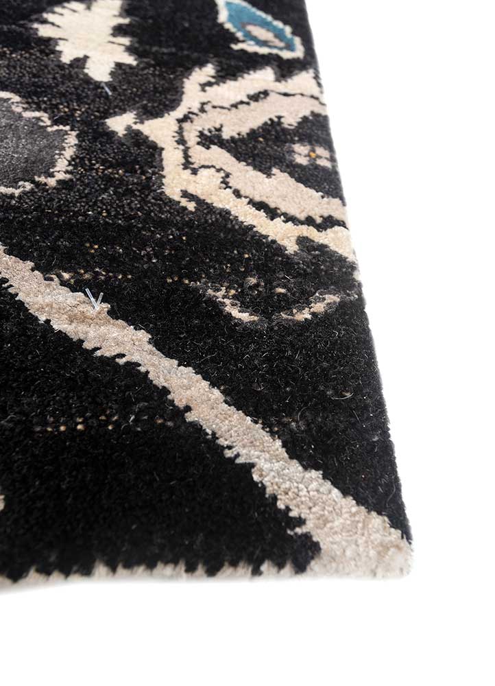manchaha ivory wool and bamboo silk hand knotted Rug - Corner